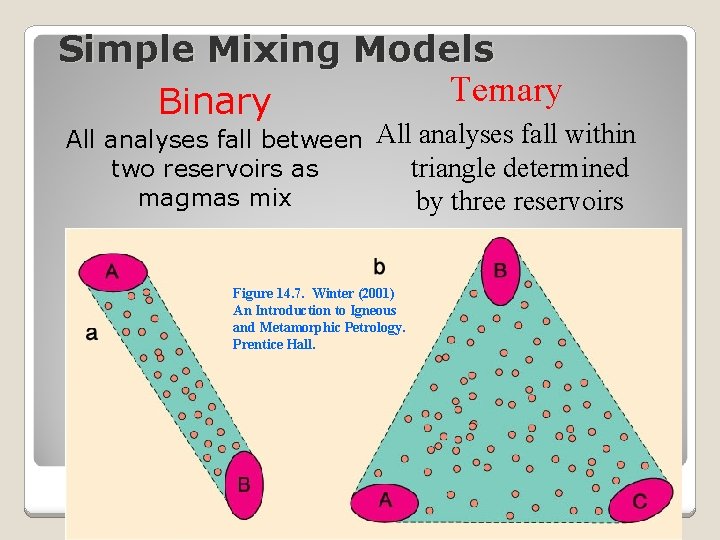 Simple Mixing Models Ternary Binary All analyses fall between All analyses fall within triangle