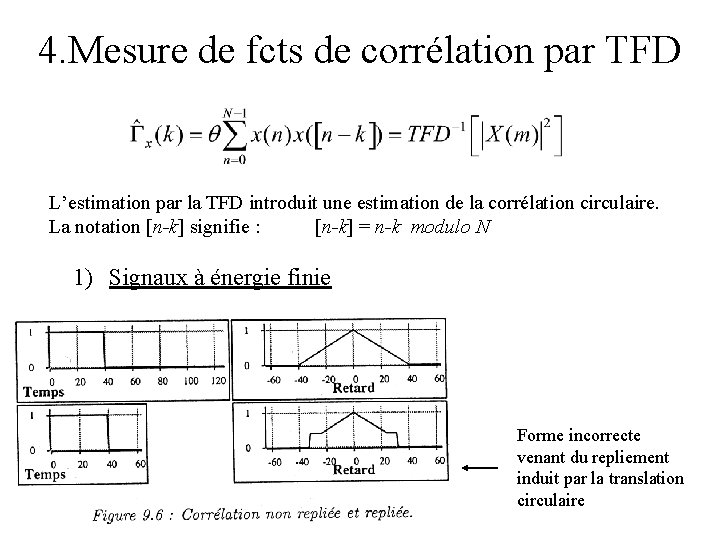 4. Mesure de fcts de corrélation par TFD L’estimation par la TFD introduit une