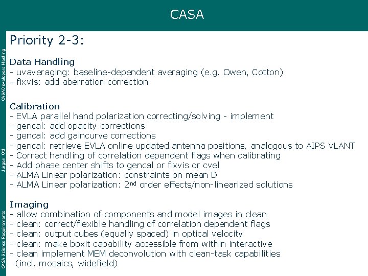 CASA Science Requirements Jürgen Ott CASA Developers Meeting Priority 2 -3: Data Handling -