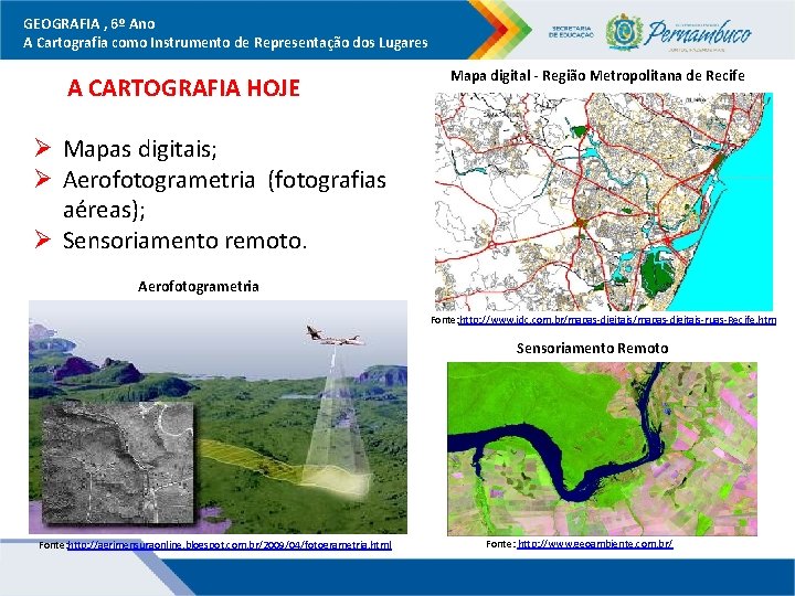 GEOGRAFIA , 6º Ano A Cartografia como Instrumento de Representação dos Lugares A CARTOGRAFIA