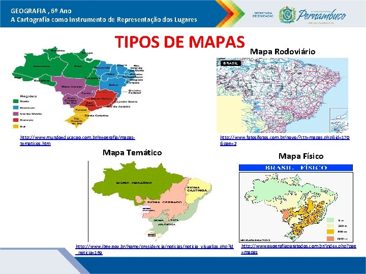 GEOGRAFIA , 6º Ano A Cartografia como Instrumento de Representação dos Lugares Mapa político