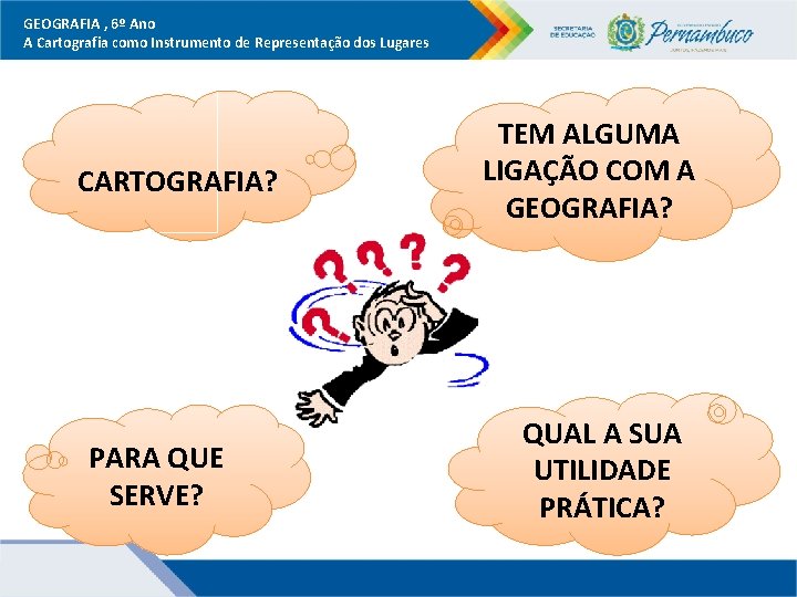 GEOGRAFIA , 6º Ano A Cartografia como Instrumento de Representação dos Lugares CARTOGRAFIA? PARA