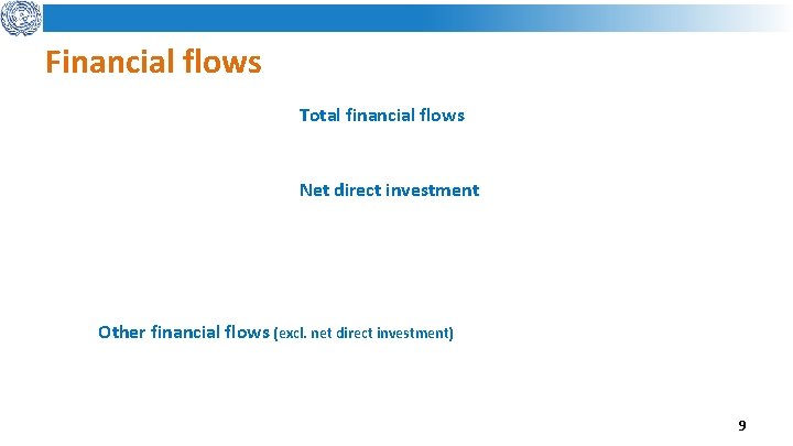 Financial flows Total financial flows Net direct investment Other financial flows (excl. net direct