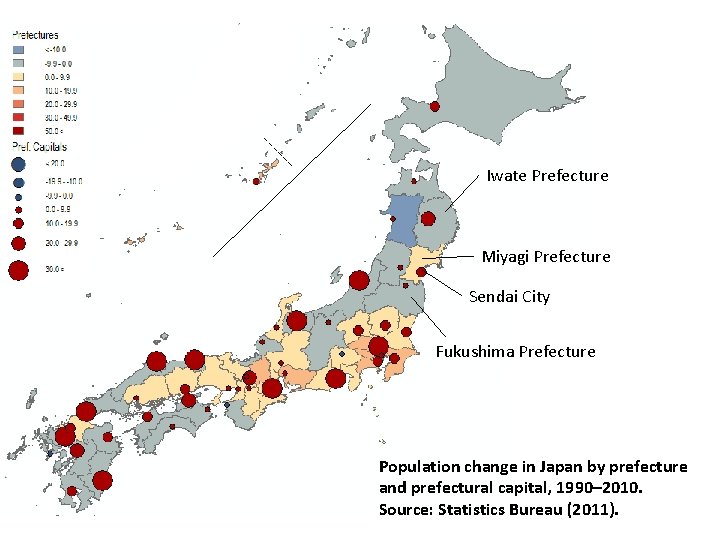 Iwate Prefecture Miyagi Prefecture Sendai City Fukushima Prefecture Population change in Japan by prefecture