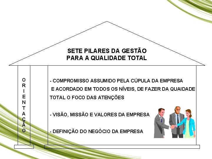 SETE PILARES DA GESTÃO PARA A QUALIDADE TOTAL O R I E N T SETE PILARES DA GESTÃO PARA A QUALIDADE TOTAL O R I E N T