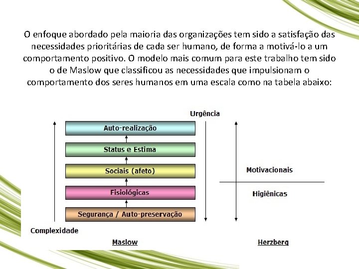 O enfoque abordado pela maioria das organizações tem sido a satisfação das necessidades prioritárias O enfoque abordado pela maioria das organizações tem sido a satisfação das necessidades prioritárias