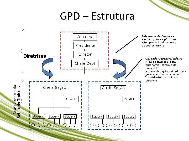 GPD – Estrutura Liderança da Empresa • olhar p/ fora e p/ futuro • GPD – Estrutura Liderança da Empresa • olhar p/ fora e p/ futuro •