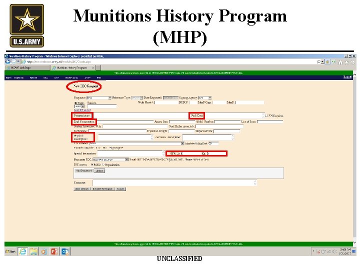 Munitions History Program (MHP) UNCLASSIFIED 