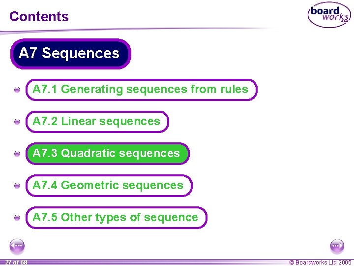 Contents A 7 Sequences A A 7. 1 Generating sequences from rules A A