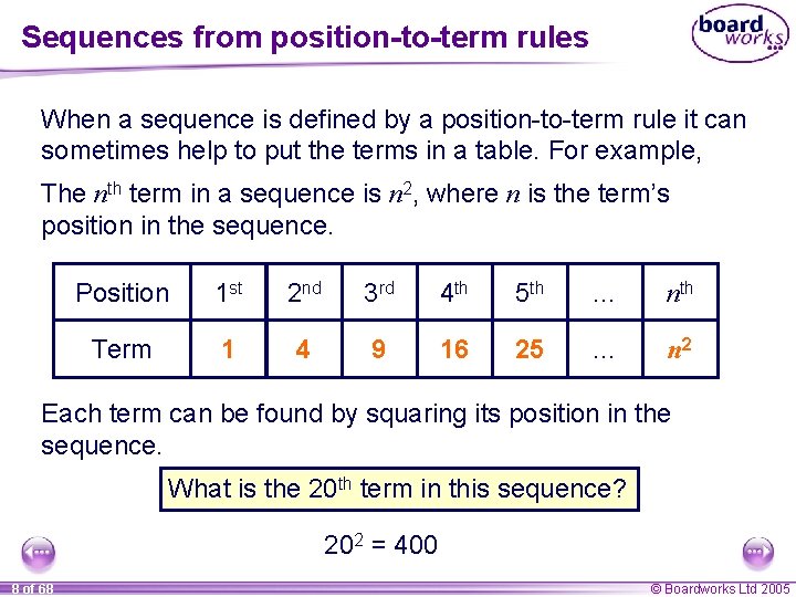 Sequences from position-to-term rules When a sequence is defined by a position-to-term rule it