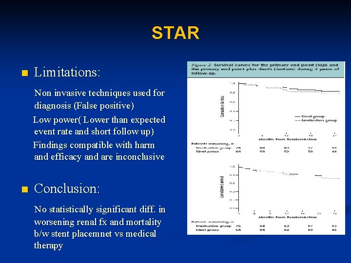 STAR n Limitations: Non invasive techniques used for diagnosis (False positive) Low power( Lower