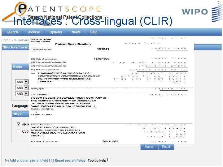 Interfaces : Cross-lingual (CLIR) 