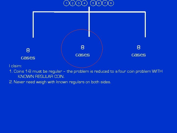 8 cases I claim: 1. Coins 1 -8 must be regular – the problem 8 cases I claim: 1. Coins 1 -8 must be regular – the problem