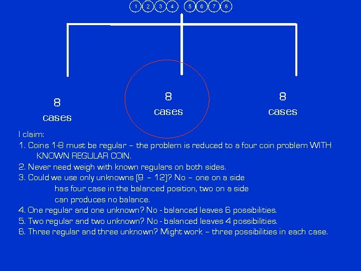 8 cases I claim: 1. Coins 1 -8 must be regular – the problem 8 cases I claim: 1. Coins 1 -8 must be regular – the problem