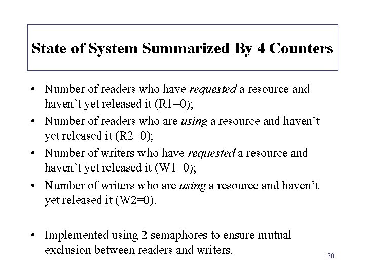 State of System Summarized By 4 Counters • Number of readers who have requested