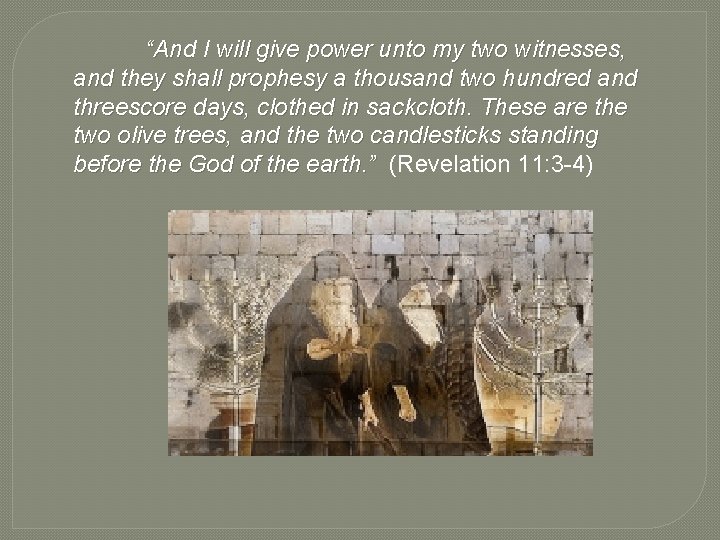 “And I will give power unto my two witnesses, and they shall prophesy a