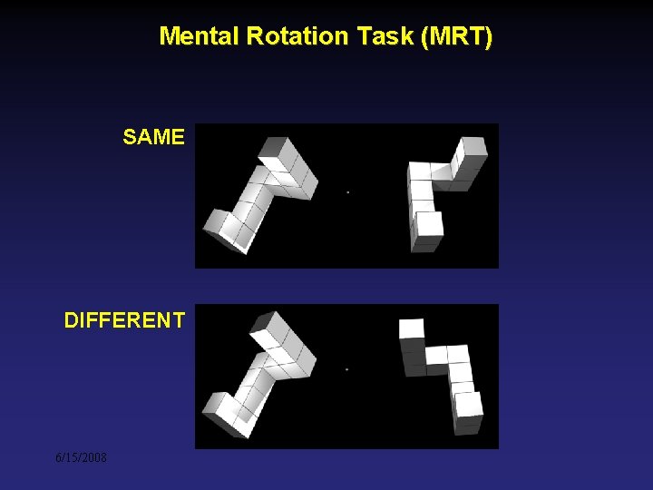 Mental Rotation Task (MRT) SAME DIFFERENT 6/15/2008 Mental Rotation Task (MRT) SAME DIFFERENT 6/15/2008