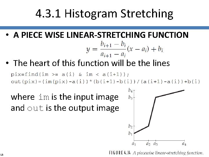 4. 3. 1 Histogram Stretching • A PIECE WISE LINEAR-STRETCHING FUNCTION • The heart