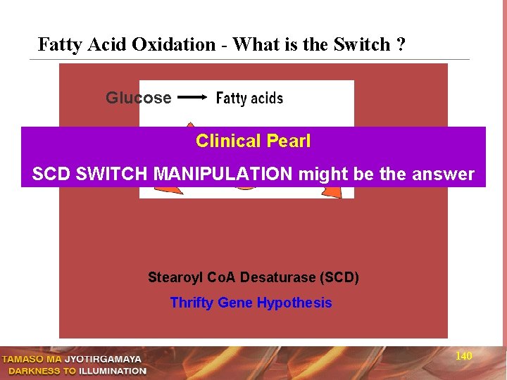 Fatty Acid Oxidation - What is the Switch ? Glucose Clinical Pearl SCD SWITCH