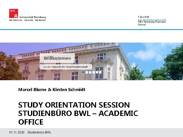 Fakultät Für Betriebswirtschaft HBS Hamburg Business School Marcel Blume & Kirsten Schmidt STUDY ORIENTATION