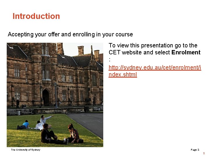 Introduction Accepting your offer and enrolling in your course To view this presentation go