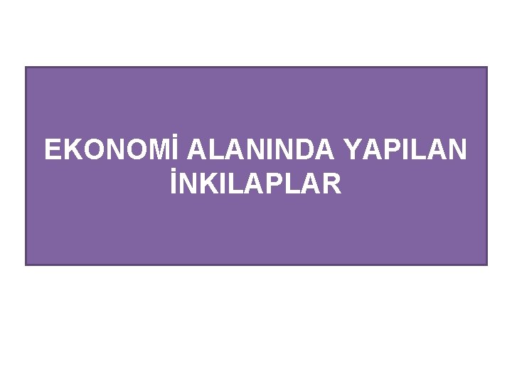 EKONOMİ ALANINDA YAPILAN İNKILAPLAR 