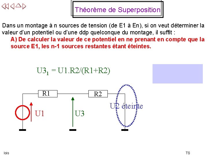 Théorème de Superposition Dans un montage à n sources de tension (de E 1