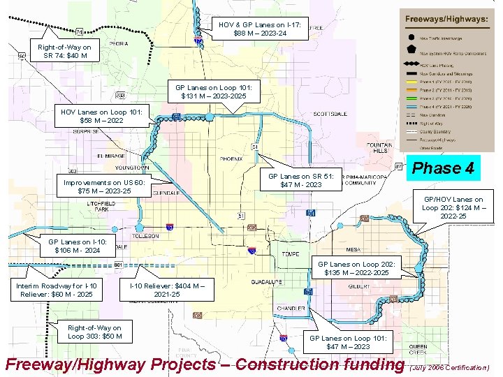 HOV & GP Lanes on I-17: $88 M – 2023 -24 Right-of-Way on SR