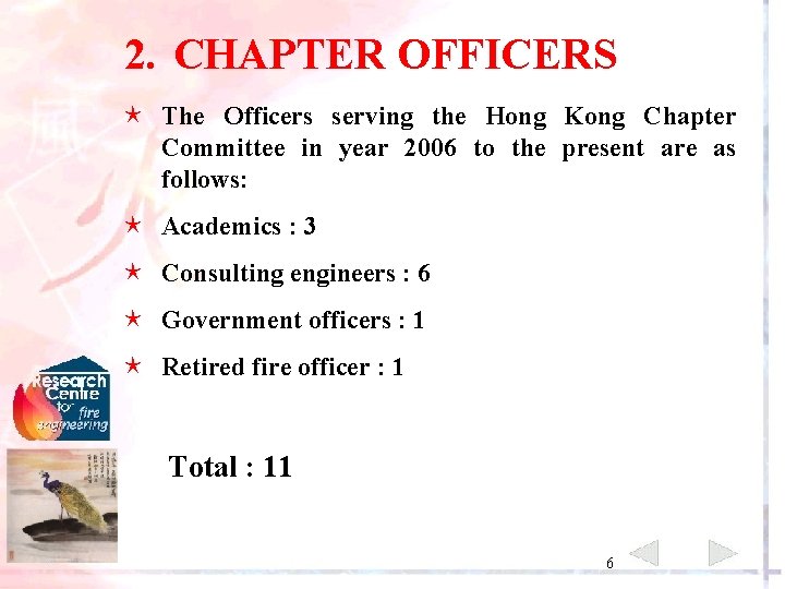 2. CHAPTER OFFICERS é The Officers serving the Hong Kong Chapter Committee in year