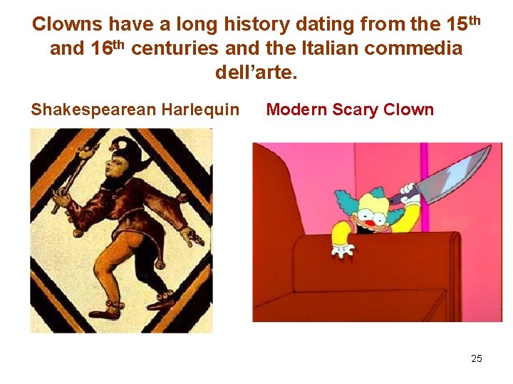 Clowns have a long history dating from the 15 th and 16 th centuries