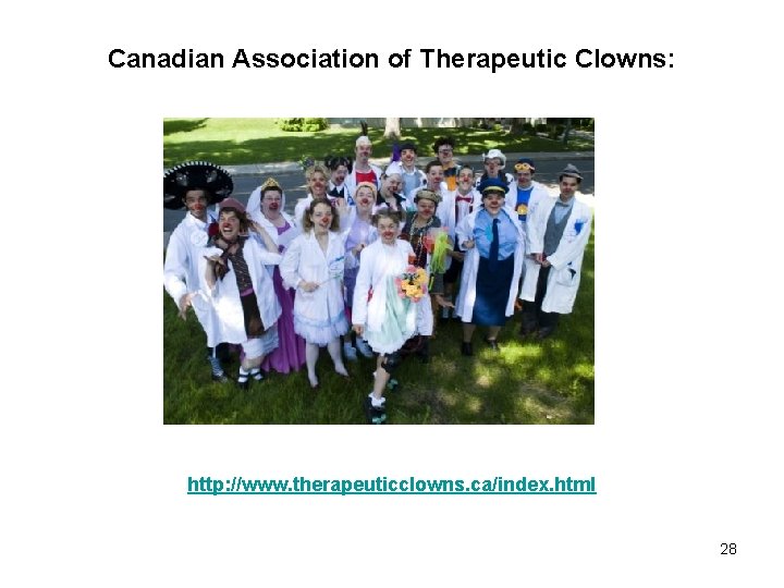 Canadian Association of Therapeutic Clowns: http: //www. therapeuticclowns. ca/index. html 28 