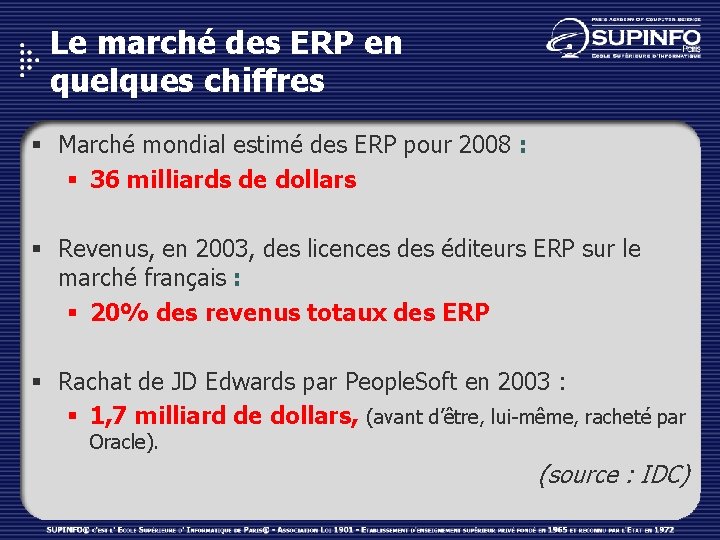 Le marché des ERP en quelques chiffres § Marché mondial estimé des ERP pour