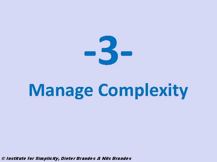 -3 Manage Complexity © Institute for Simplicity, Dieter Brandes & Nils Brandes 