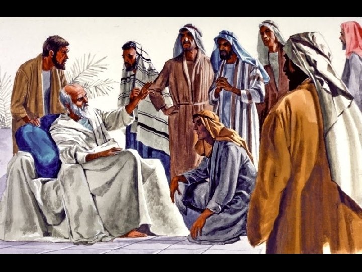 Elderly Jacob blessing his 12 sons 