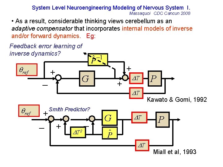 System Level Neuroengineering Modeling of Nervous System I. Massaquoi CDC Cancun 2008 • As