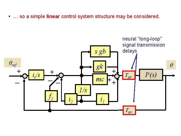  • … so a simple linear control system structure may be considered. neural