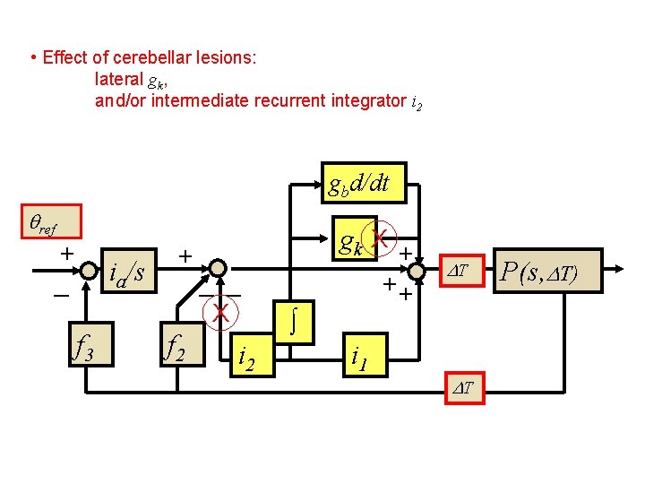  • Effect of cerebellar lesions: lateral gk, and/or intermediate recurrent integrator i 2