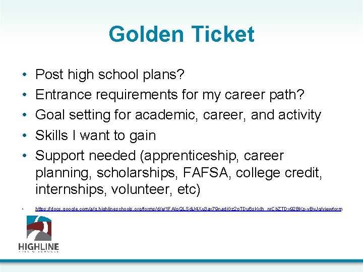 Golden Ticket • • • Post high school plans? Entrance requirements for my career