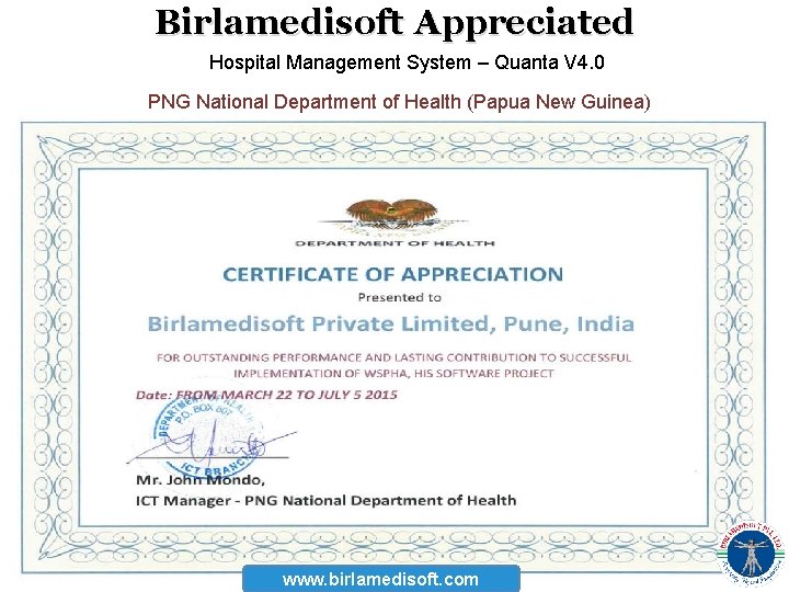 Birlamedisoft Appreciated Hospital Management System – Quanta V 4. 0 PNG National Department of