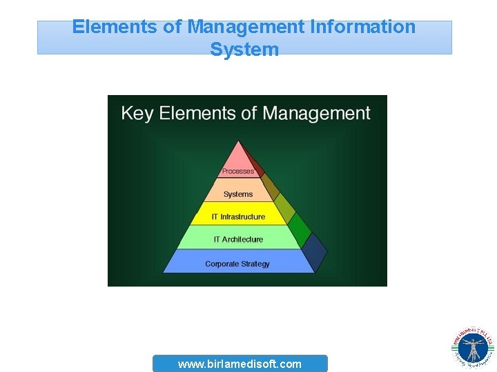 Elements of Management Information System www. birlamedisoft. com 