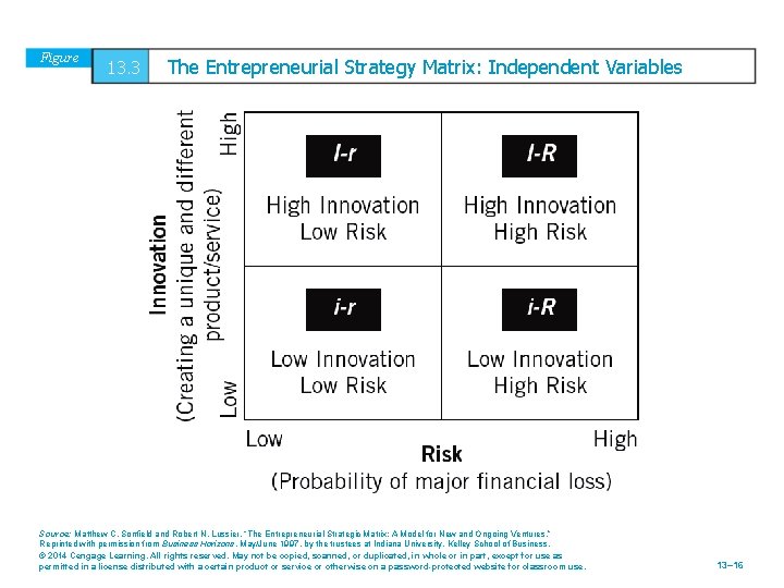 Figure 13. 3 The Entrepreneurial Strategy Matrix: Independent Variables Source: Matthew C. Sonfield and