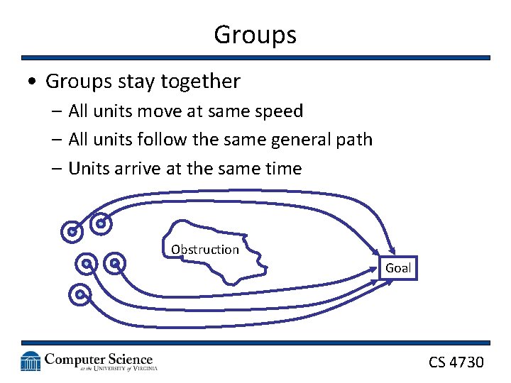 Groups • Groups stay together – All units move at same speed – All