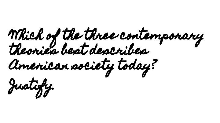 Which of the three contemporary theories best describes American society today? Justify. 