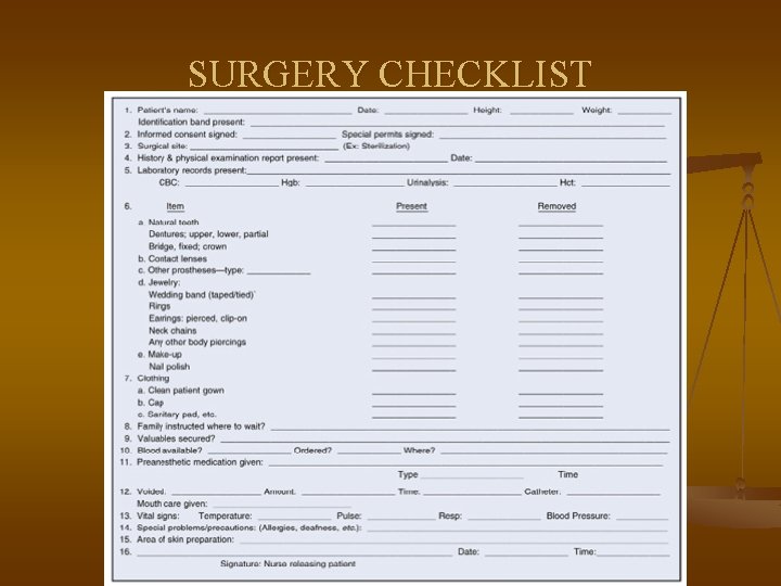 SURGERY CHECKLIST 