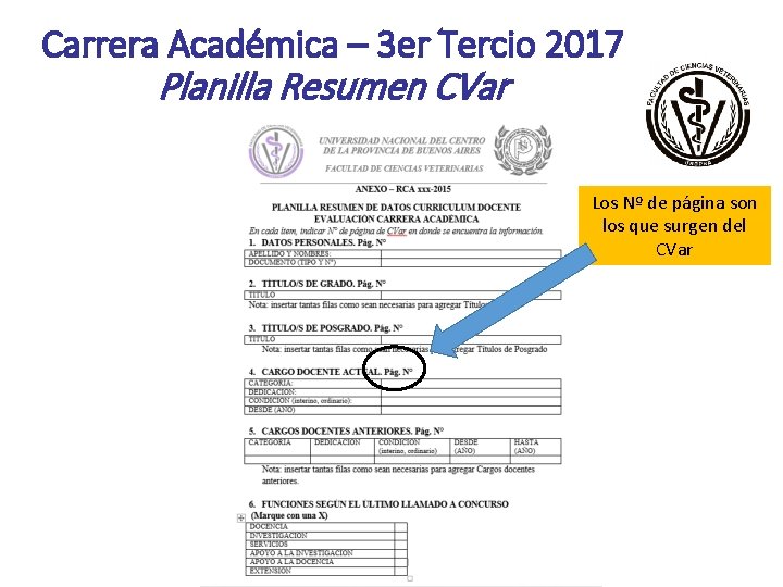 Carrera Académica – 3 er Tercio 2017 Planilla Resumen CVar Los Nº de página