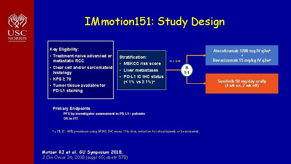 IMmotion 151: Study Design Key Eligibility: • Treatment-naive advanced or metastatic RCC • Clear