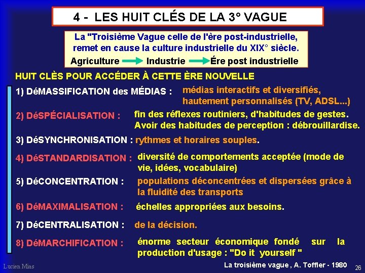 4 - LES HUIT CLÉS DE LA 3° VAGUE La "Troisième Vague celle de