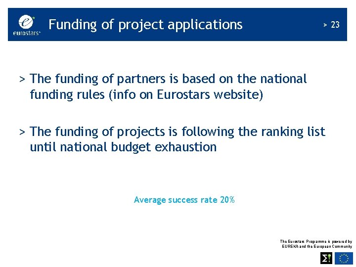 Funding of project applications > 23 > The funding of partners is based on