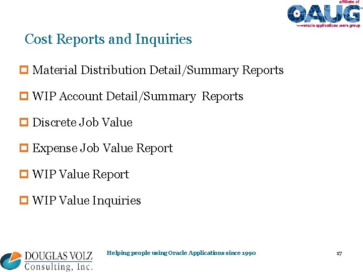 Cost Reports and Inquiries p Material Distribution Detail/Summary Reports p WIP Account Detail/Summary Reports Cost Reports and Inquiries p Material Distribution Detail/Summary Reports p WIP Account Detail/Summary Reports
