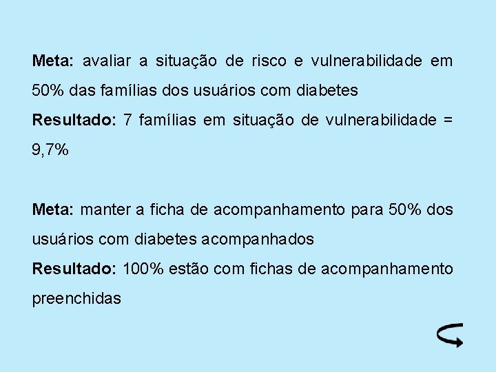 Meta: avaliar a situação de risco e vulnerabilidade em 50% das famílias dos usuários